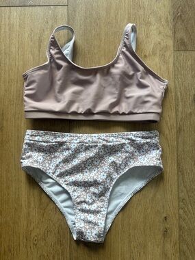 Kids Two-Piece Floral Bikini Set in Light Mauve